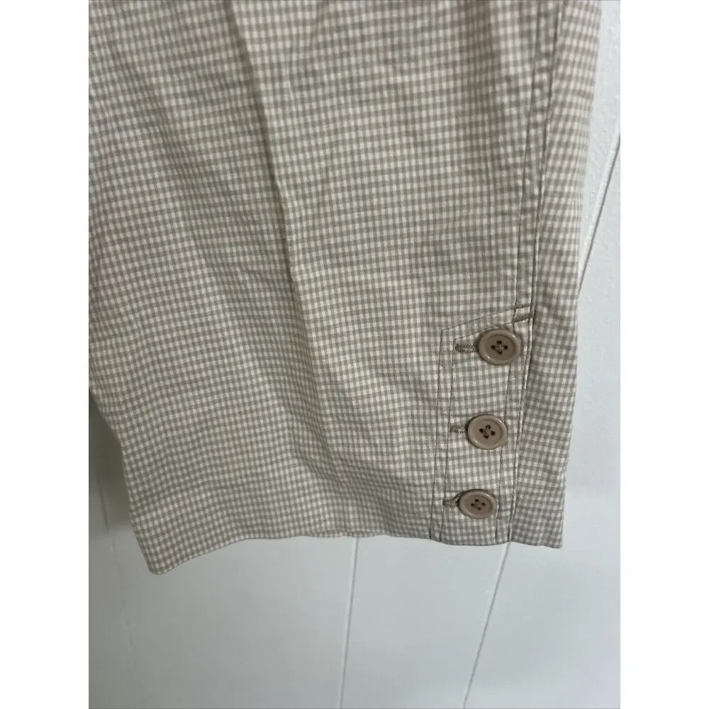 EUC Brown Checked Trousers Shorts Bermuda Larry Levine Stretch Chic Size 12 Cute - Picture 2 of 5